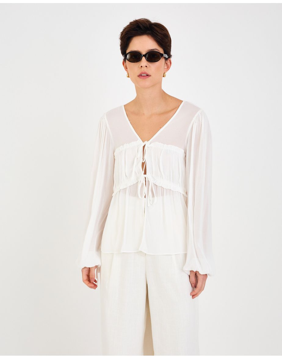 Camisa franzido ban off-white