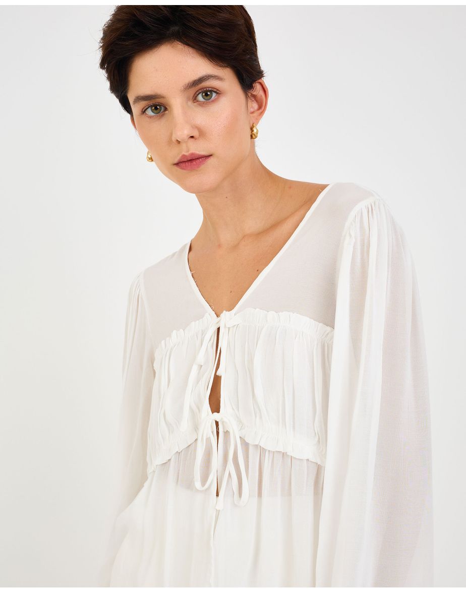 Camisa franzido ban off-white