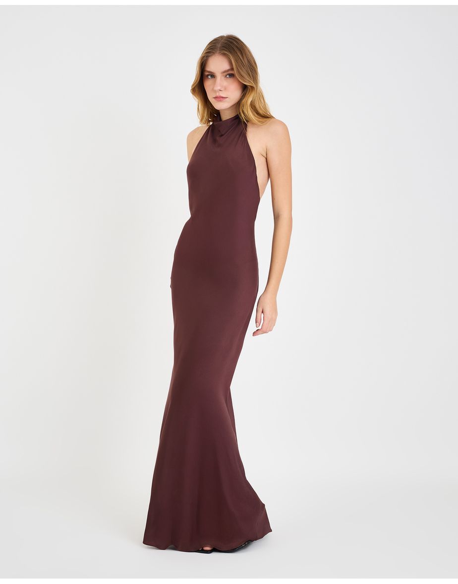 Vestido frente vie marrom
