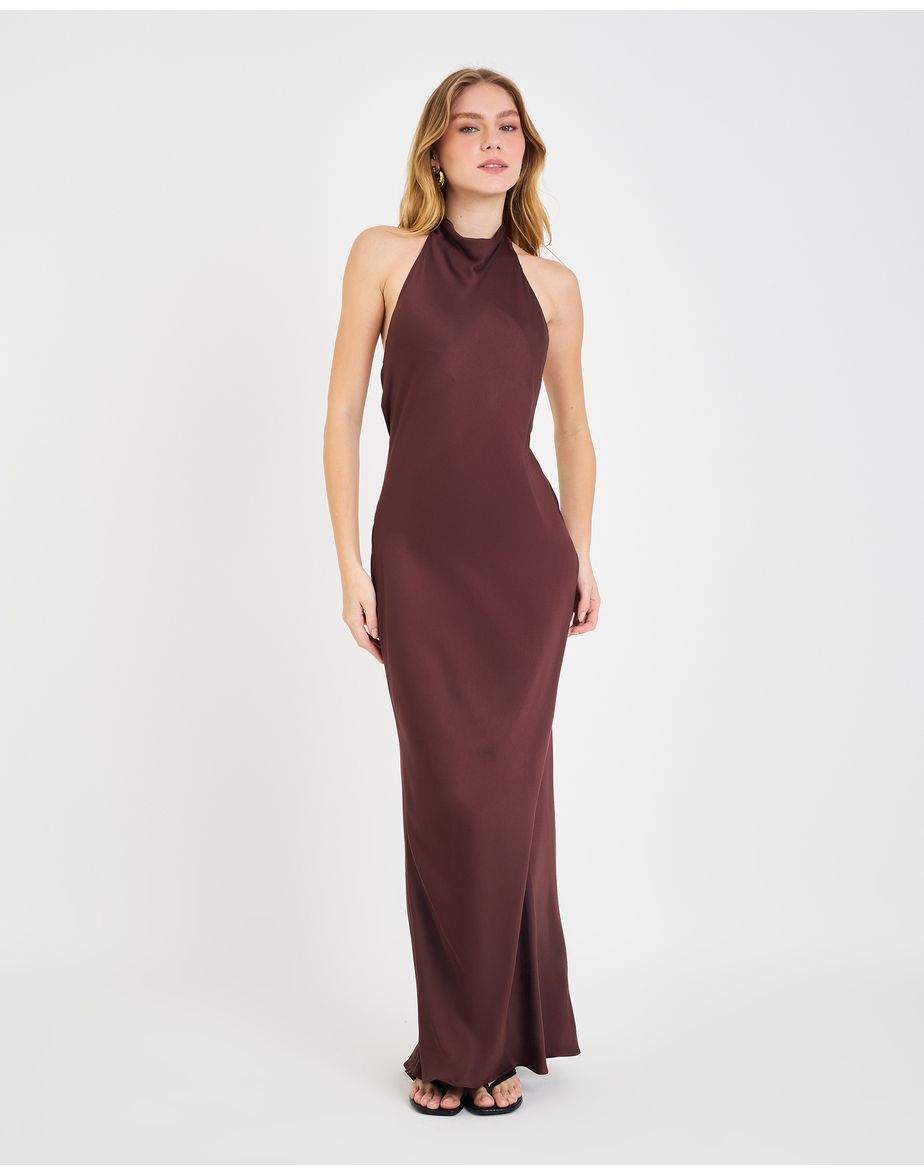 Vestido frente vie marrom