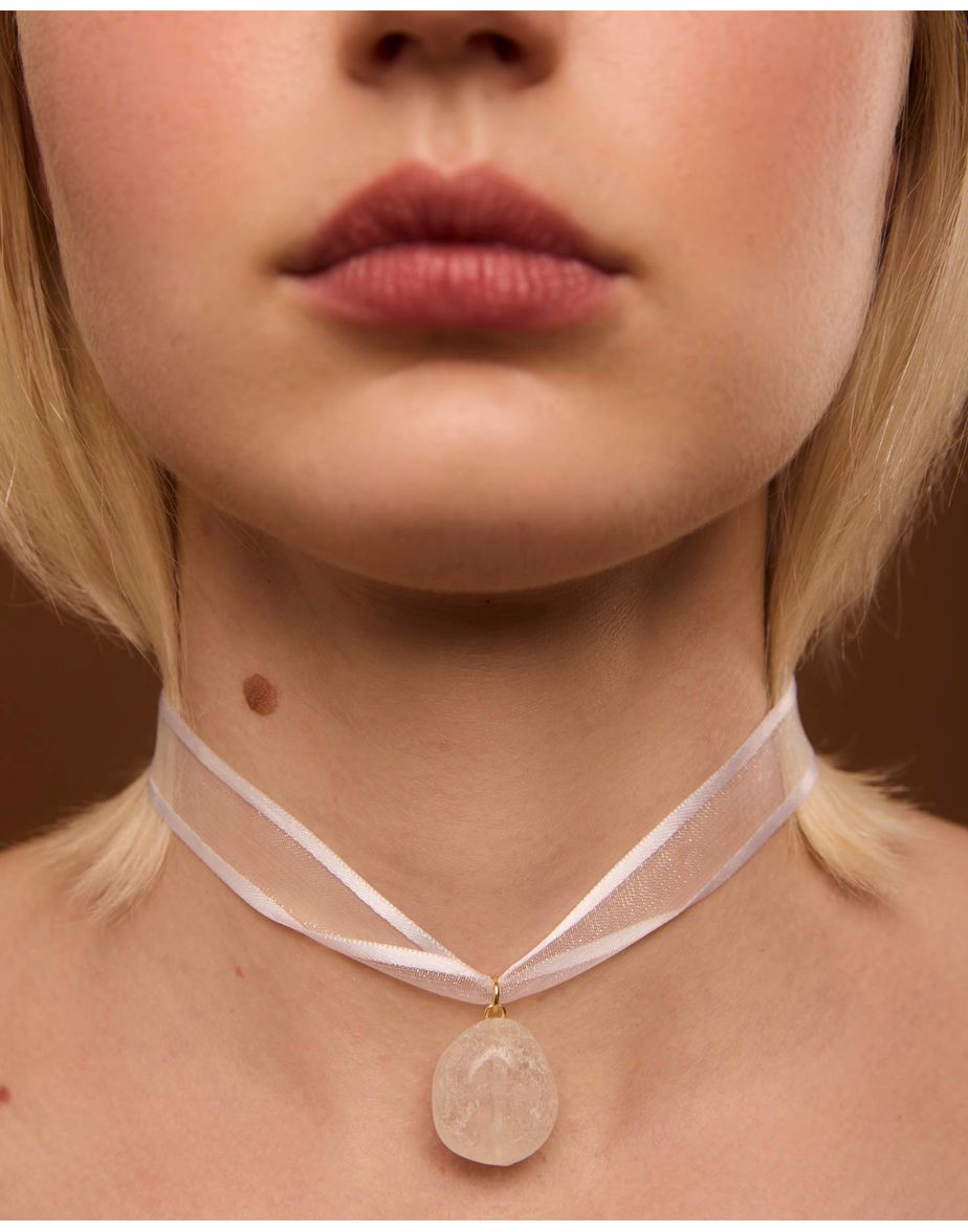 Choker organza nev  branco