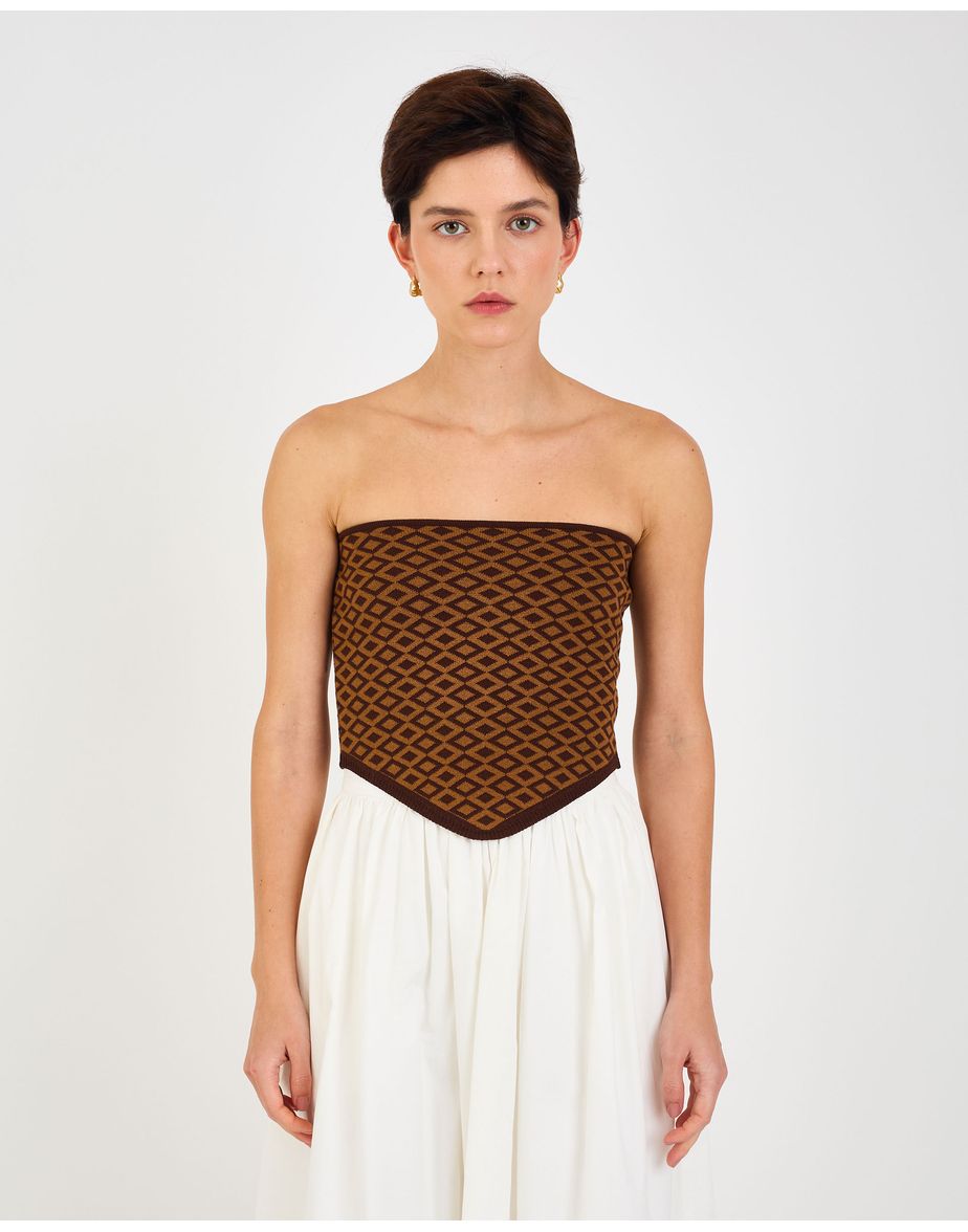 Top jacquard sol marrom
