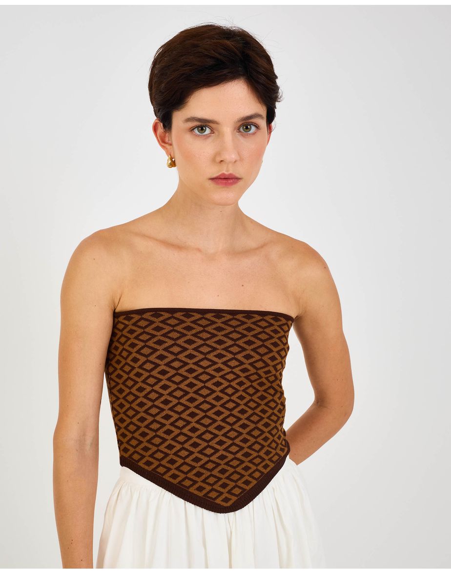 Top jacquard sol marrom