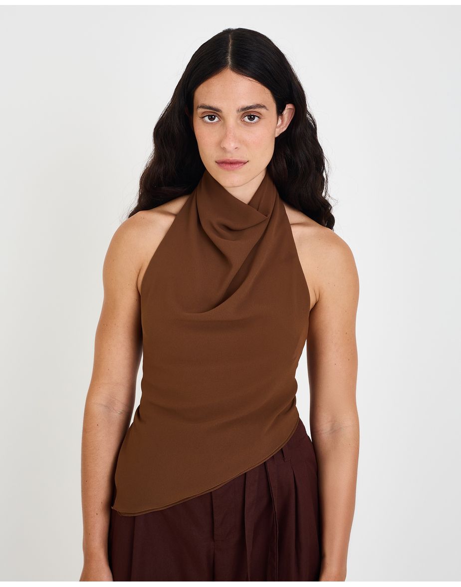 Blusa georgette geo marrom
