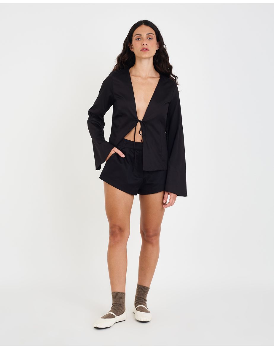Short acetinado mos preto