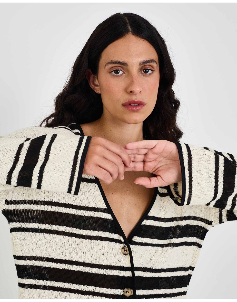 Cardigan listras mos listrado preto