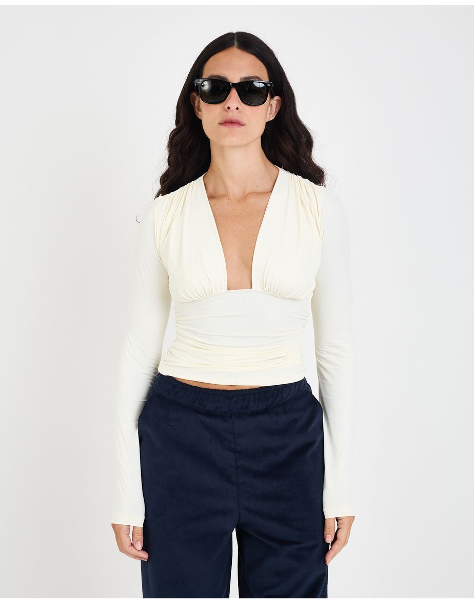 Blusa manga lune geo off-white