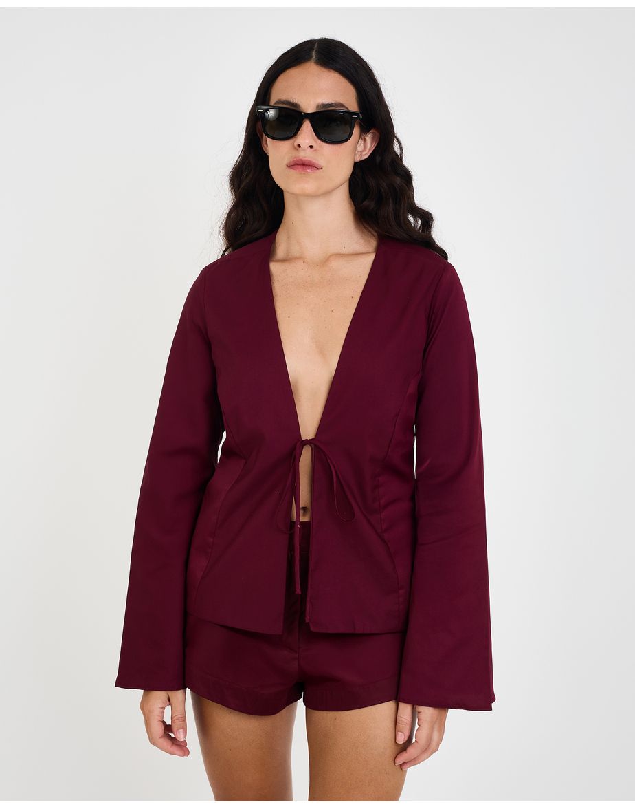 Blusa acetinada mos vinho
