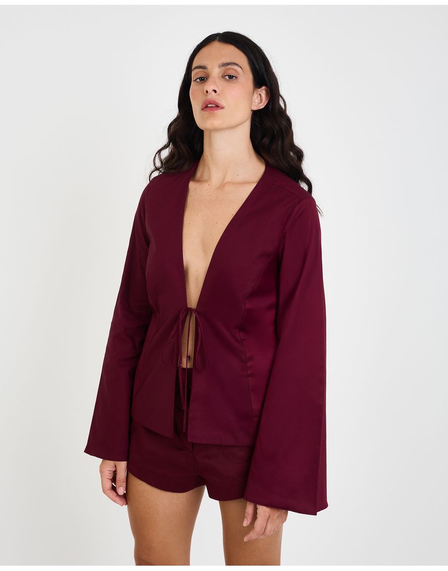 Blusa acetinada mos vinho