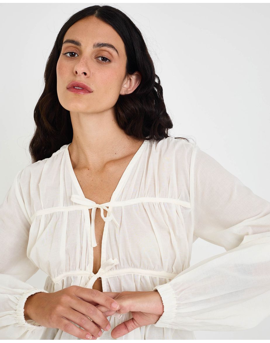 Blusa franzida mos off-white