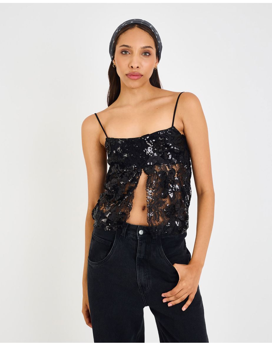 Blusa paetê vib preto