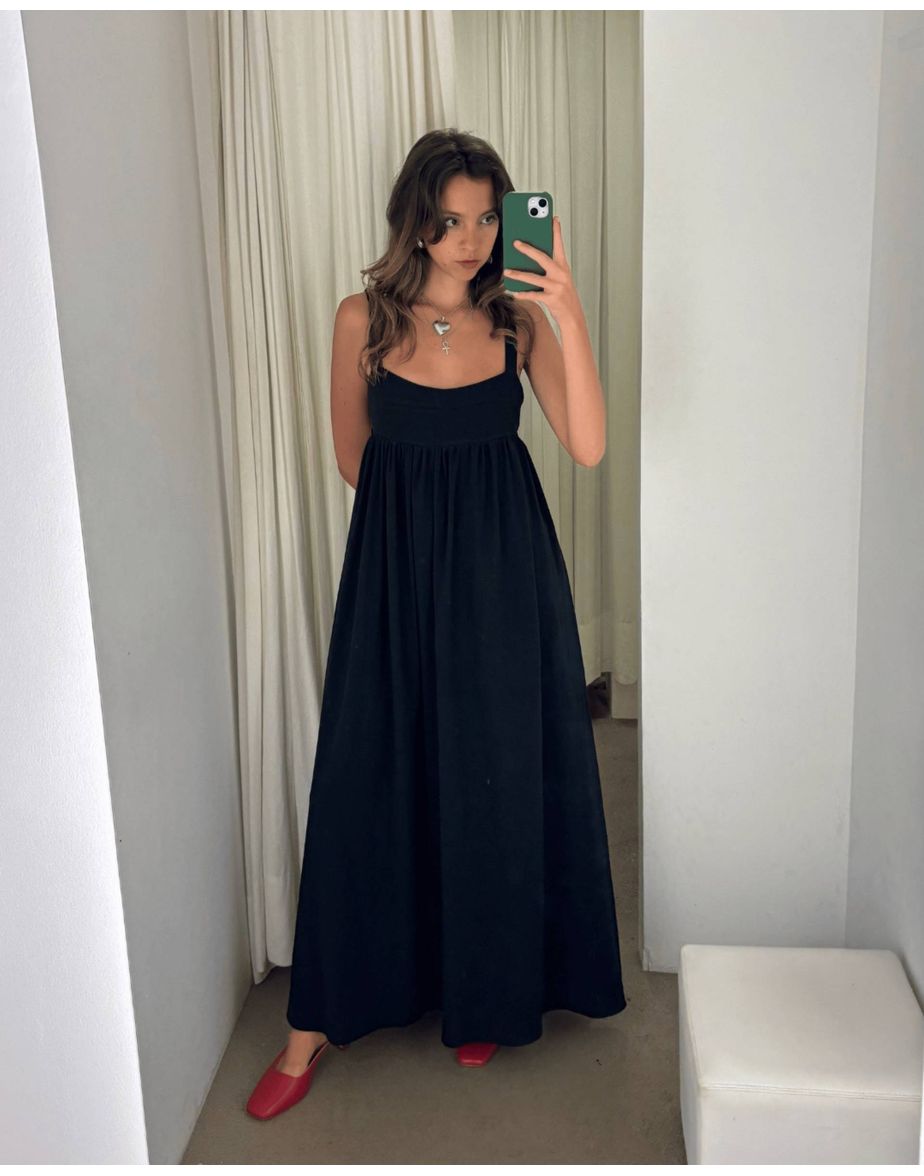 Vestido bicolor min preto