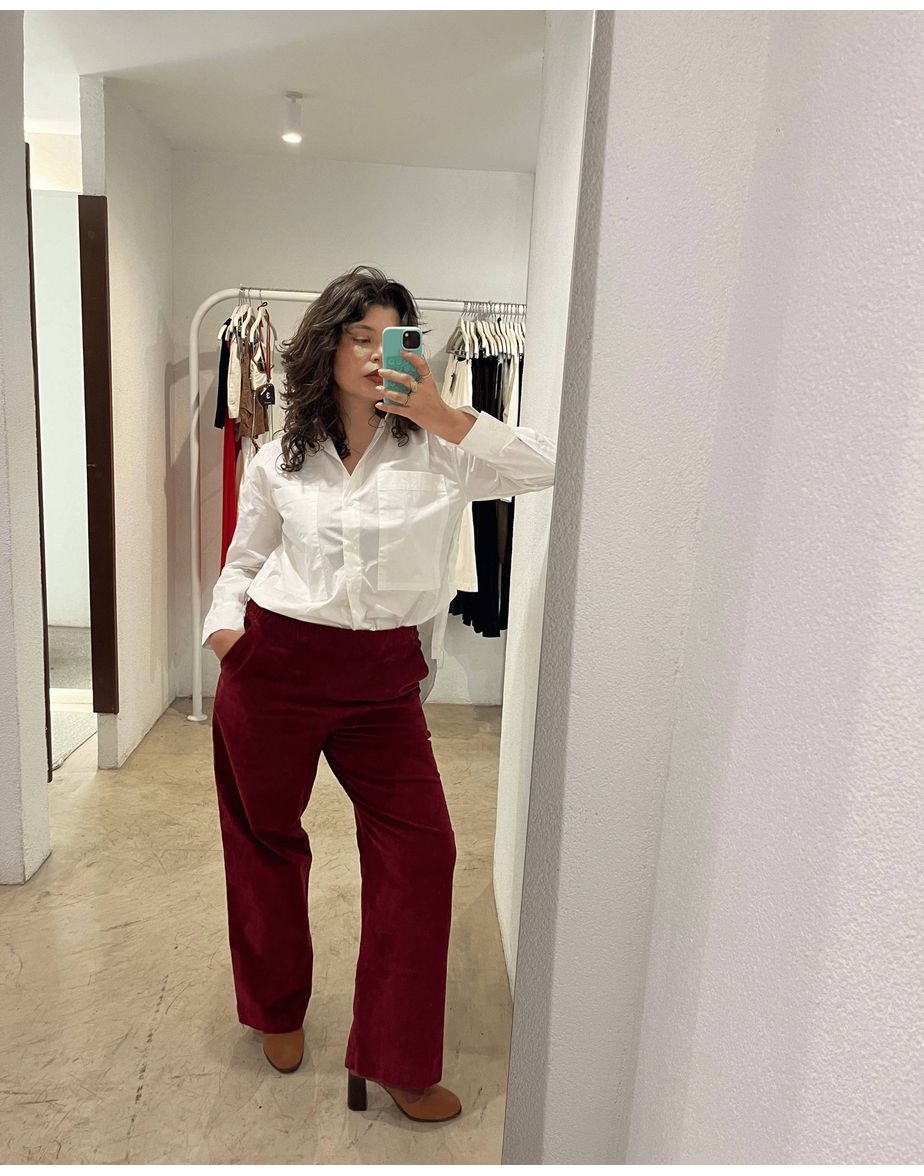 Calça veludo fun vinho