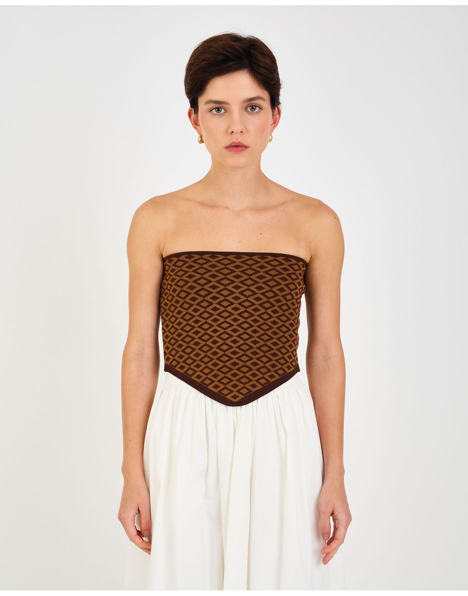 Top jacquard sol marrom