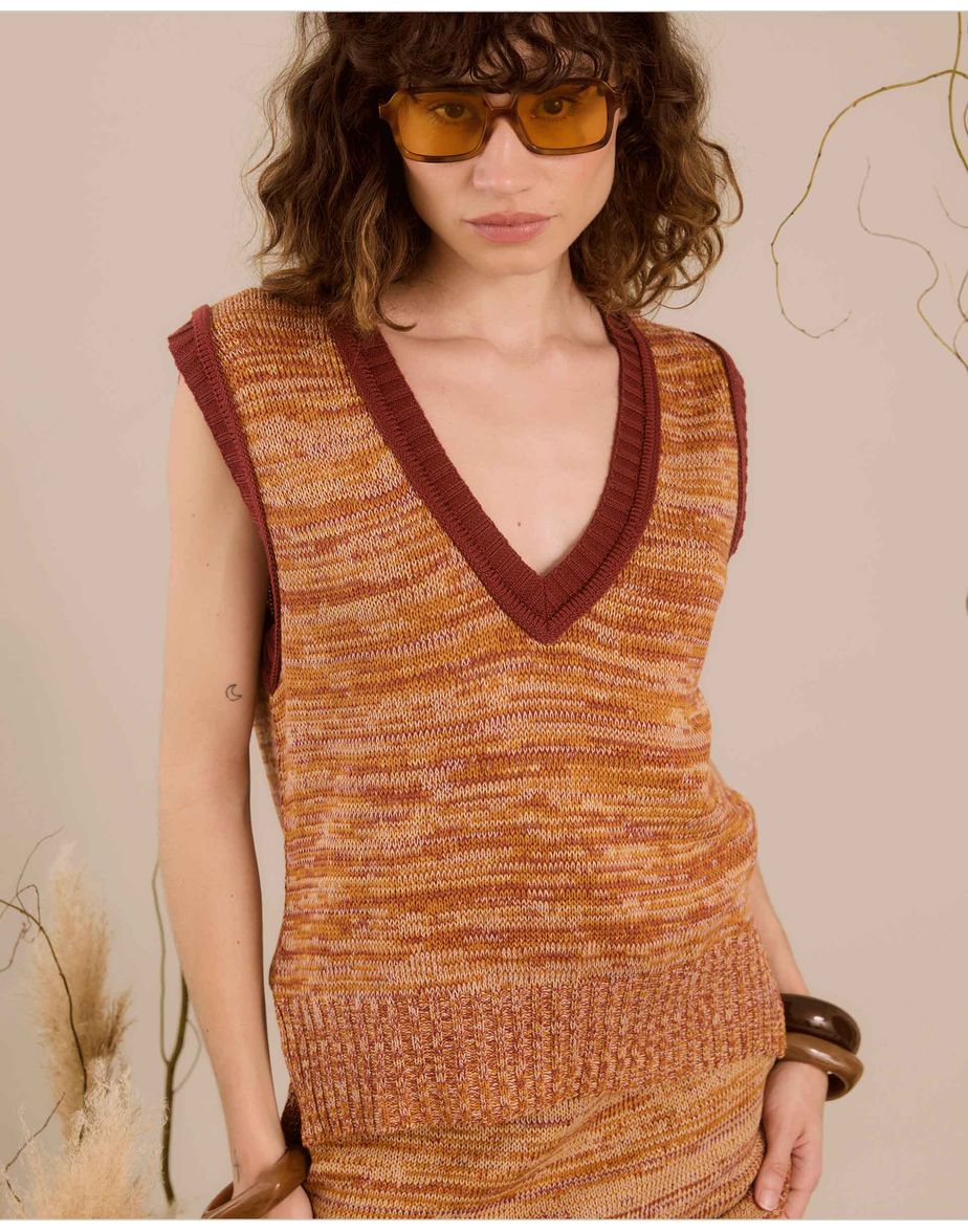 Colete tricot eve marrom