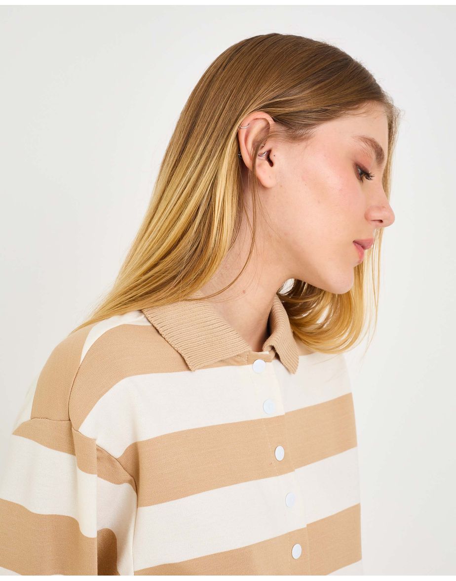 Blusa listrada sport listrado bege