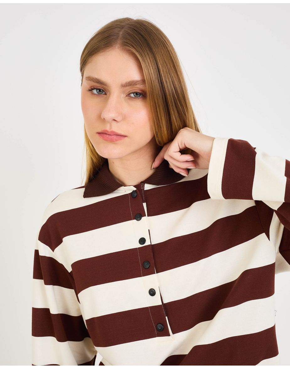Blusa listrada sport listrado marrom