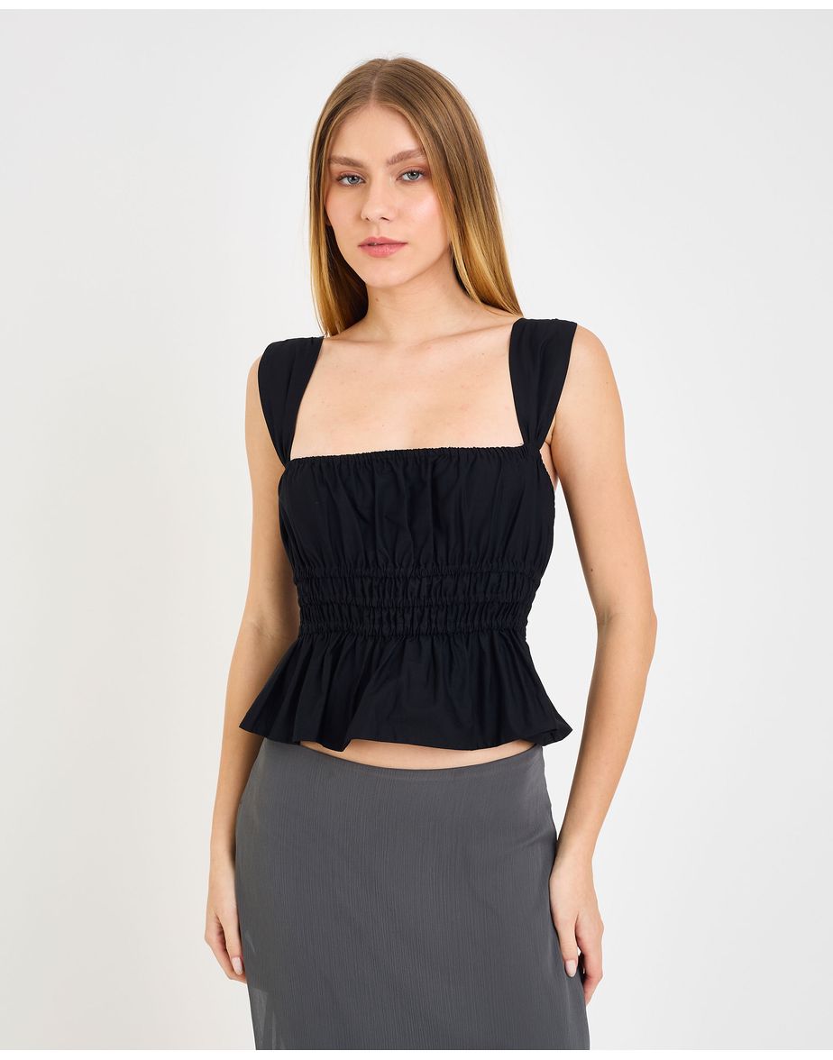 Blusa tricoline aya preto