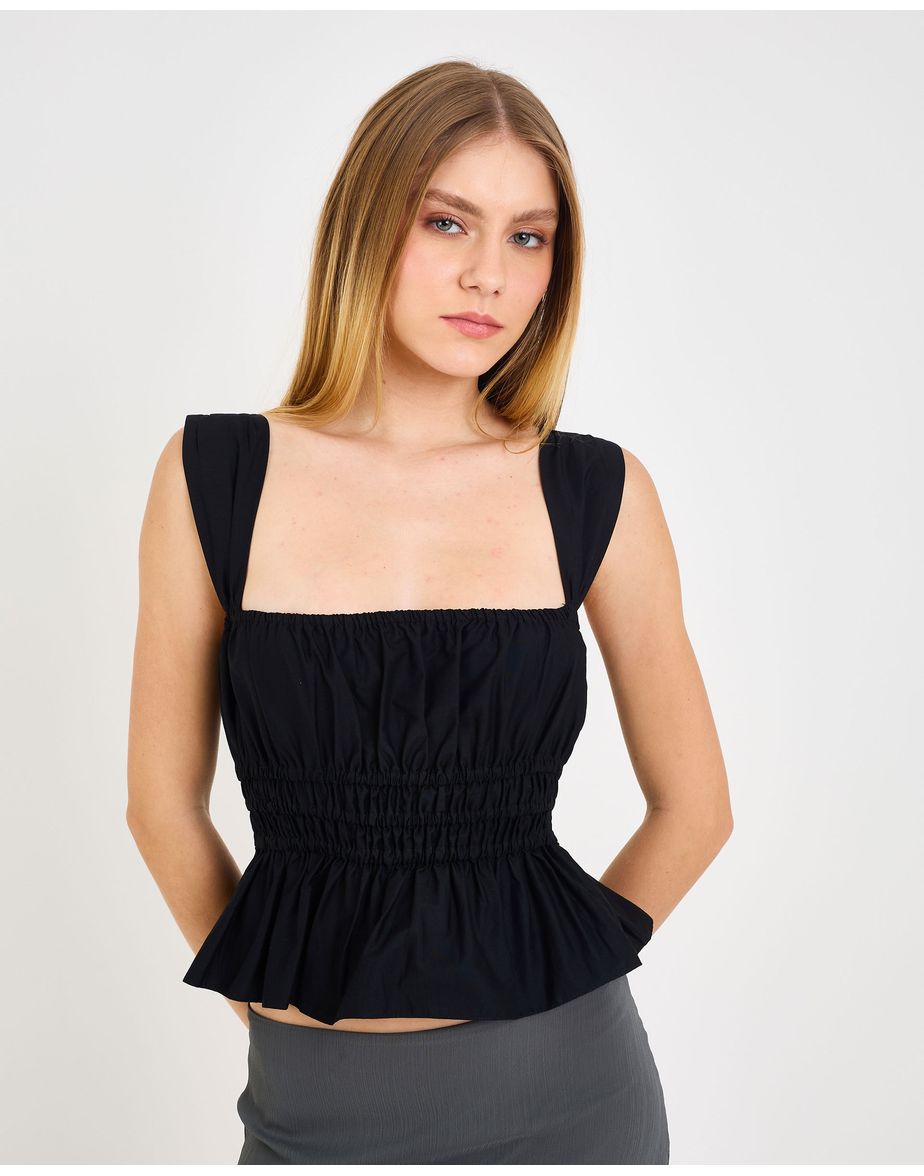 Blusa tricoline aya preto