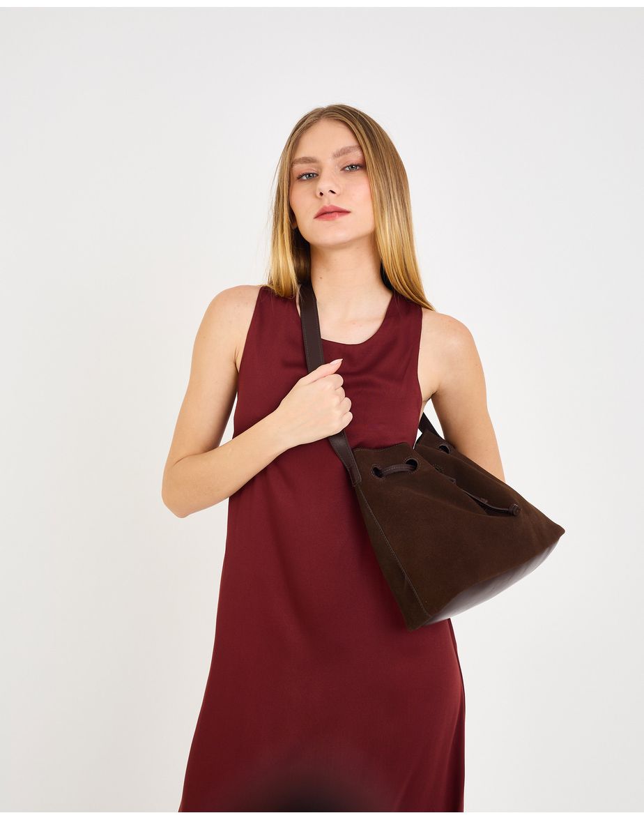 Bolsa camurça aya marrom