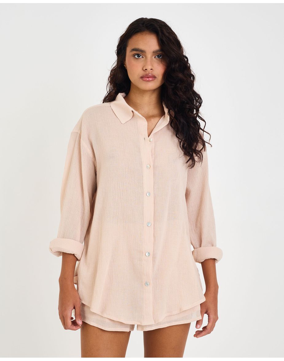 Conjunto camisa ala  bege claro