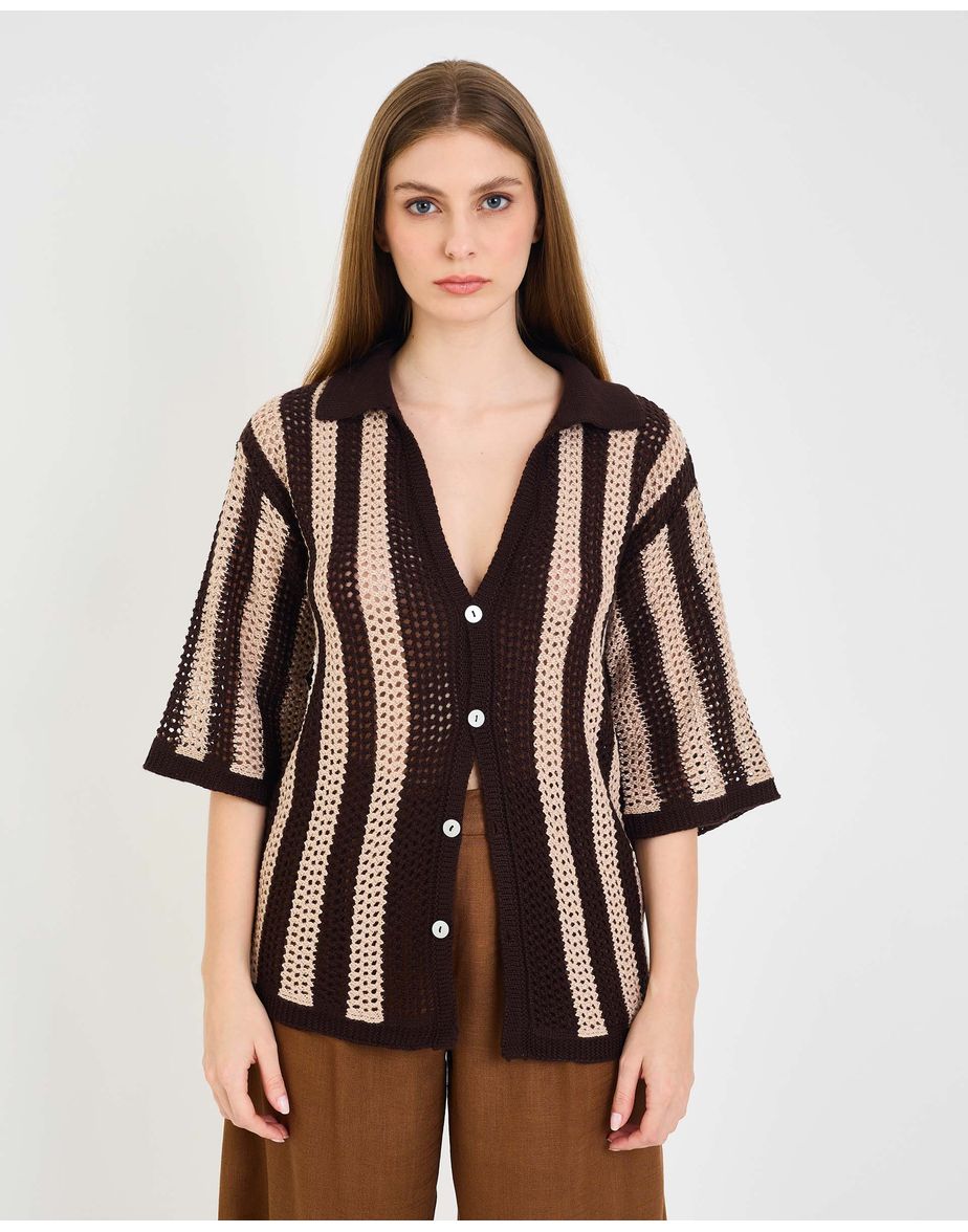 Camisa tricot ora marrom