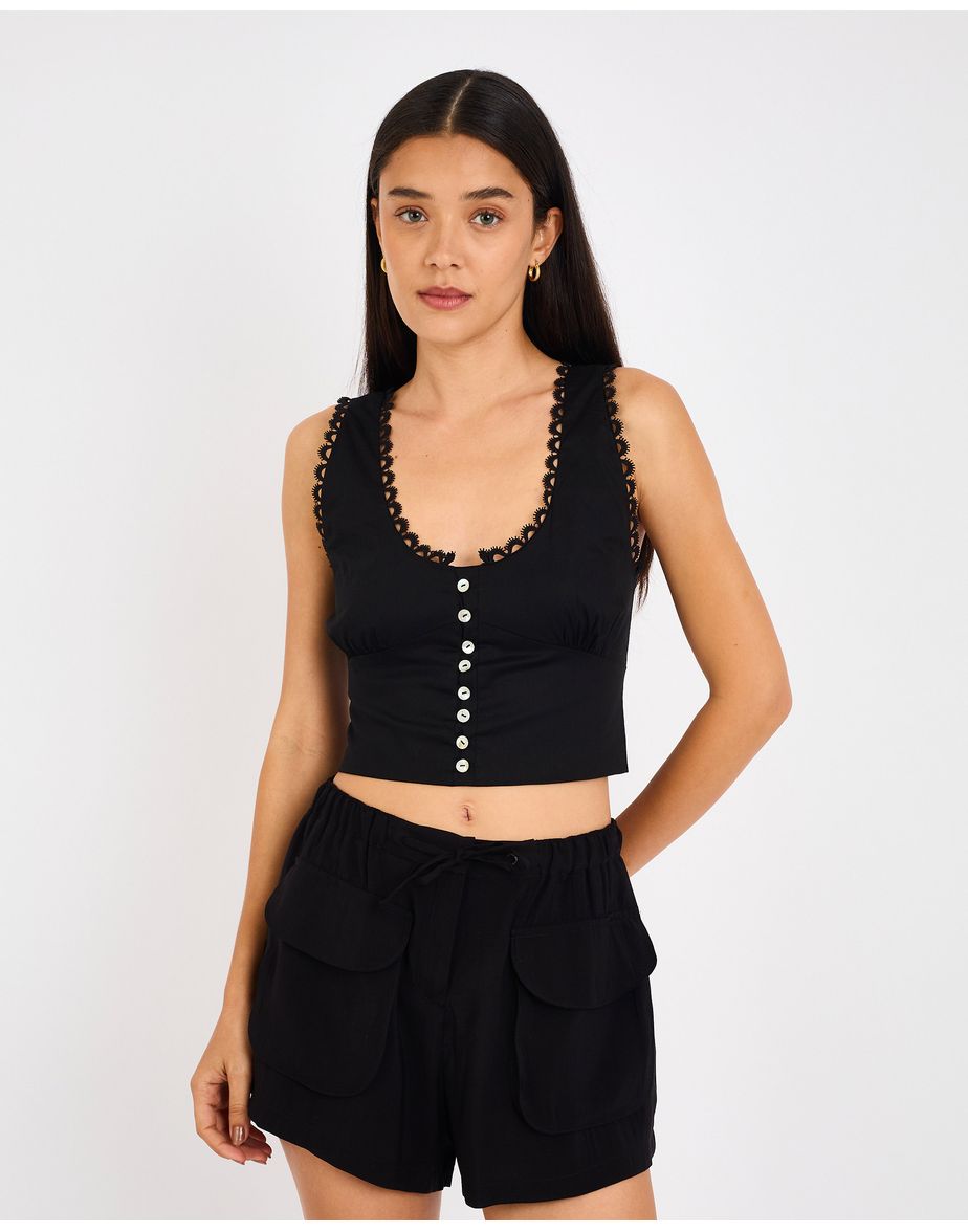 Top detalhe ray  preto