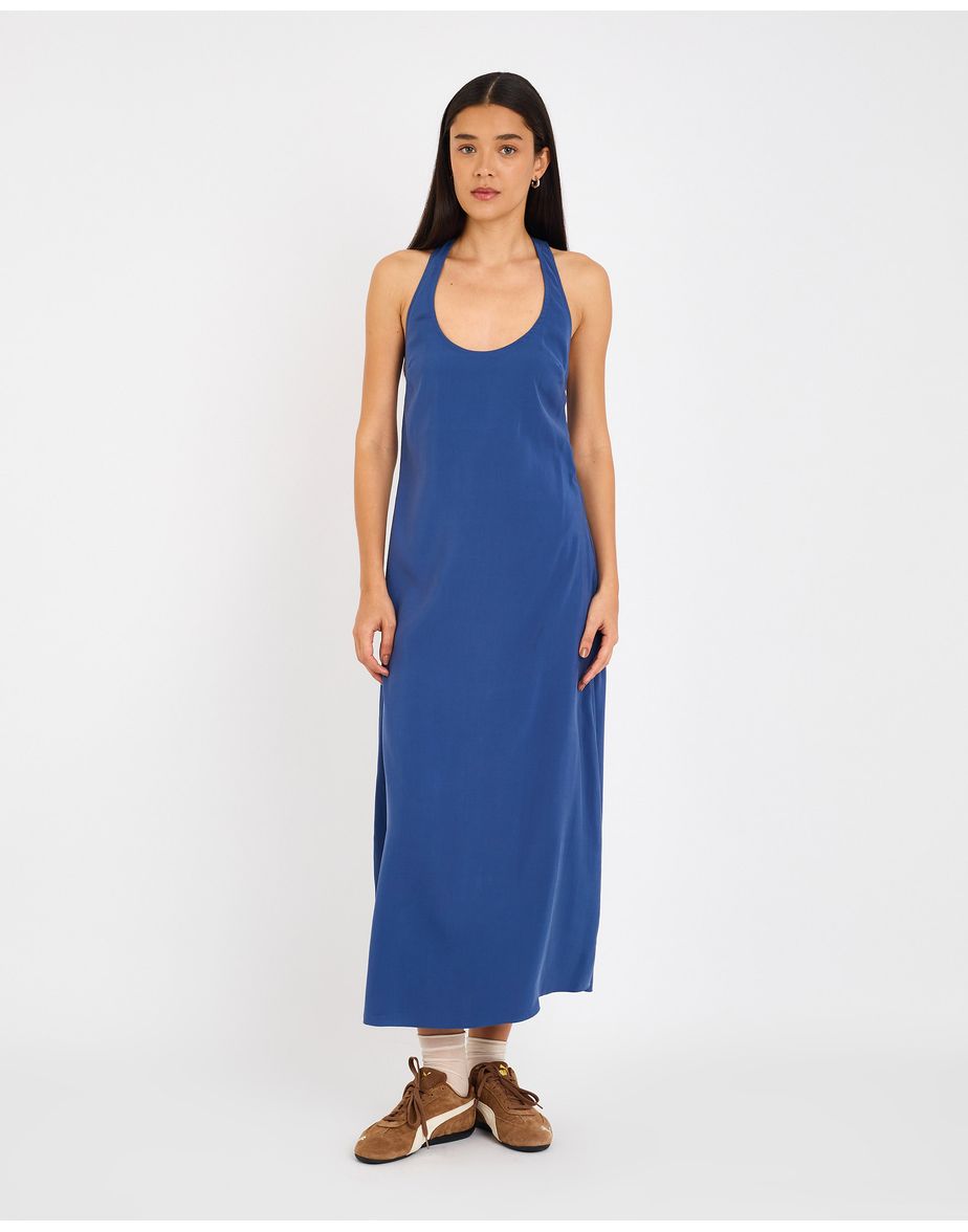 Vestido coluna cay azul