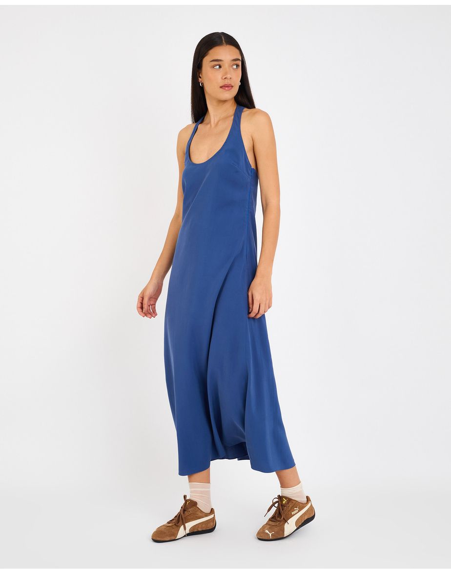 Vestido coluna cay azul