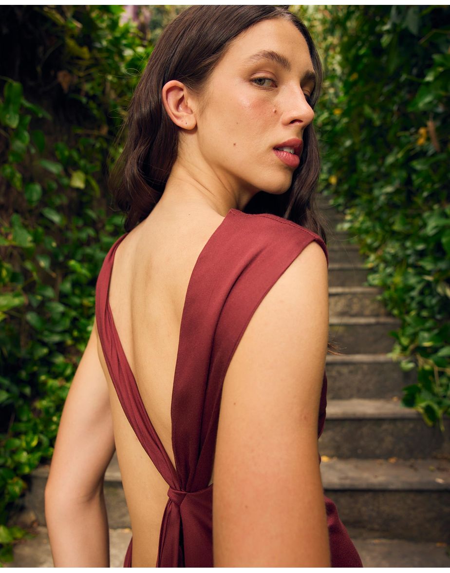 Vestido longo joy  marrom