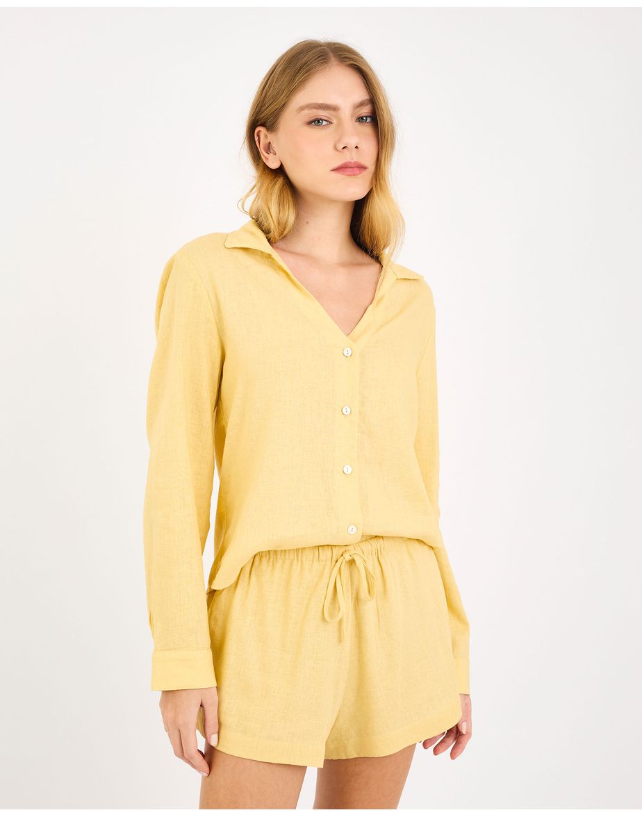 Camisa cambraia liz amarelo