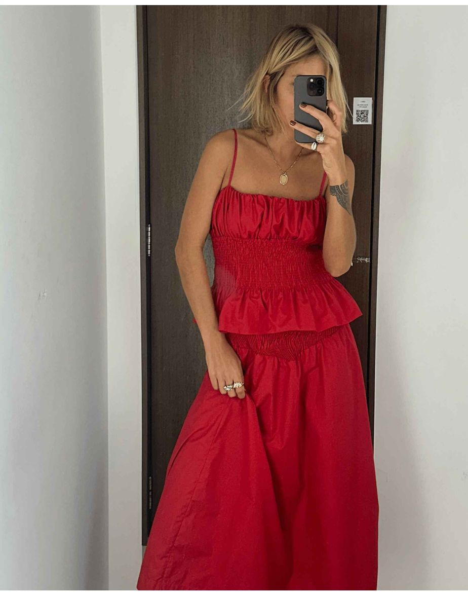 Blusa tricoline joy  vermelho