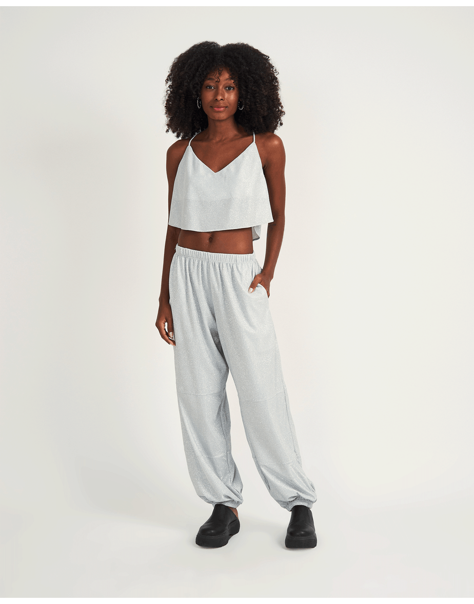 Calça brilho mid prata