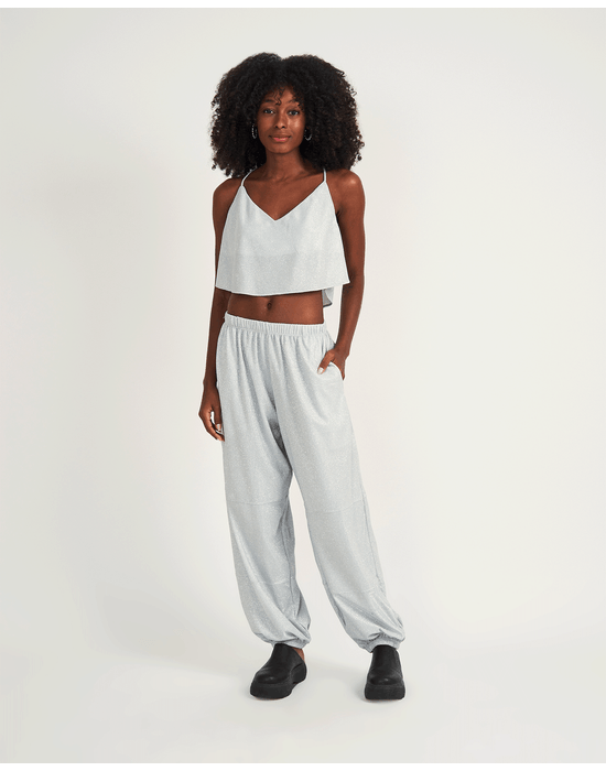 Calça brilho mid prata