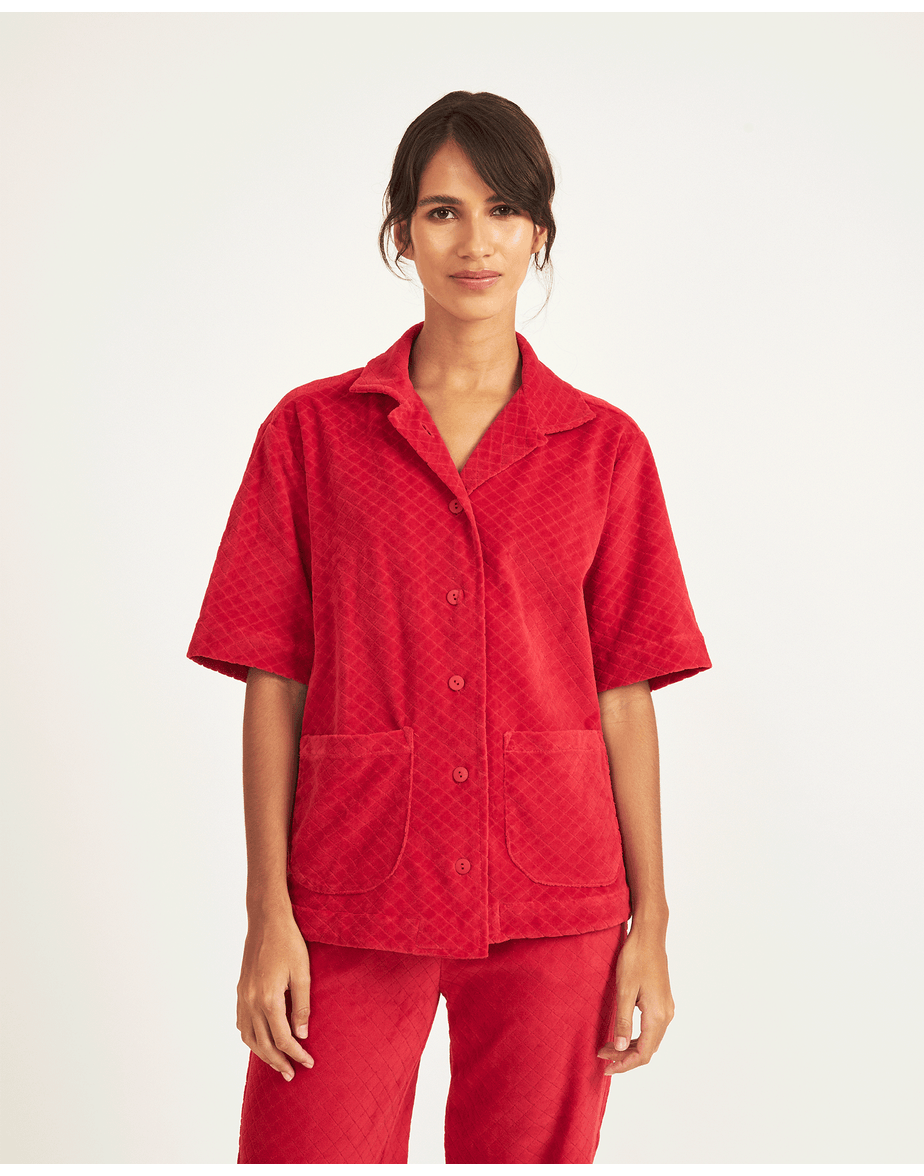 Blusa carolina herédia atoalhado vermelho