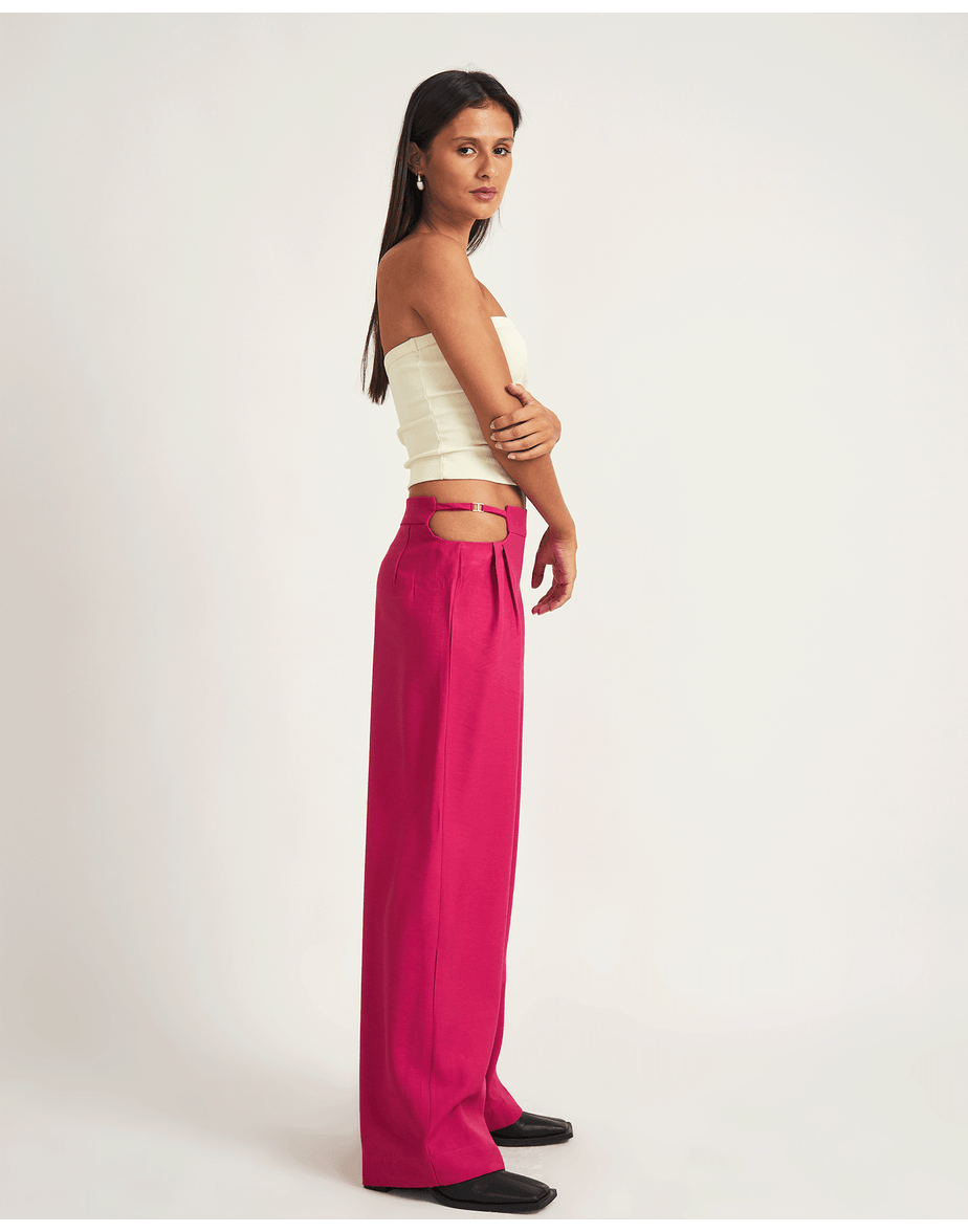 Calça fivela minimal rosa