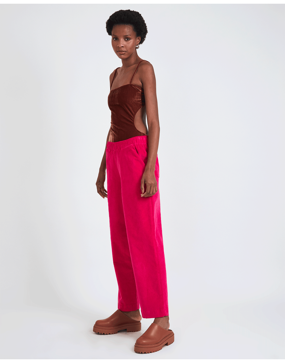 Calça veludo fun rosa
