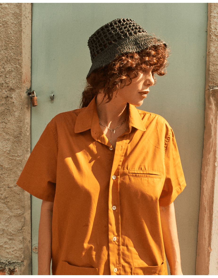 Camisa amanda lira bicolor bege