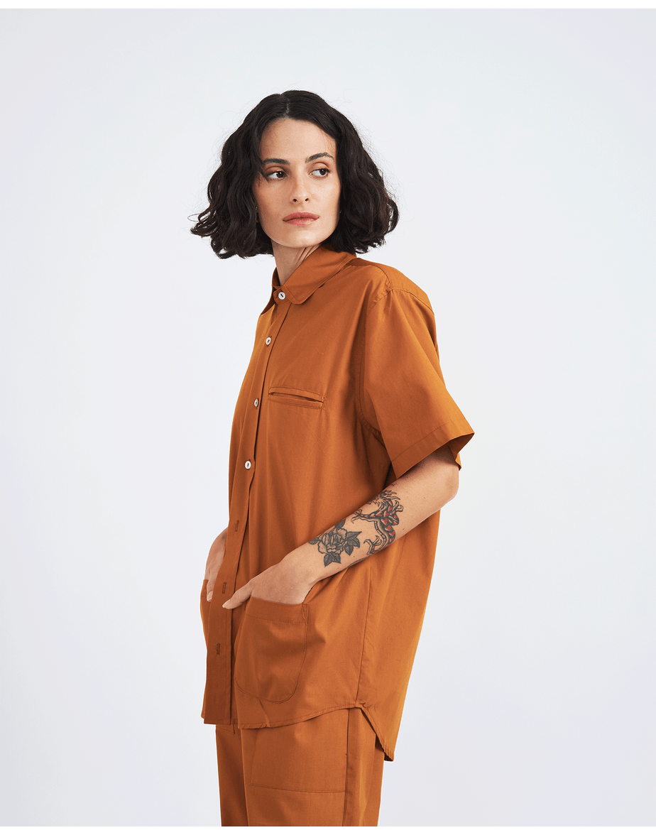 Camisa amanda lira bicolor bege